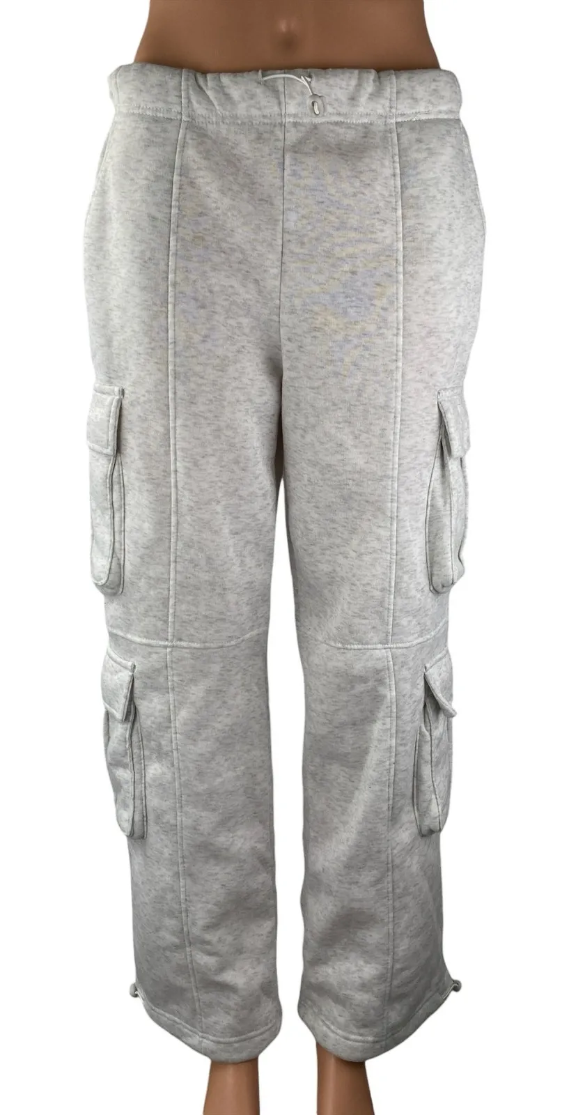 Better Together Women's Light Gray High Rise Wide Leg Cargo Sweat Pants Size M Size M - Image 1