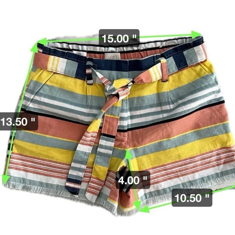 LOFT Outlet Linen Blend Striped Shorts, NWOT Size 4 Orange - Image 3