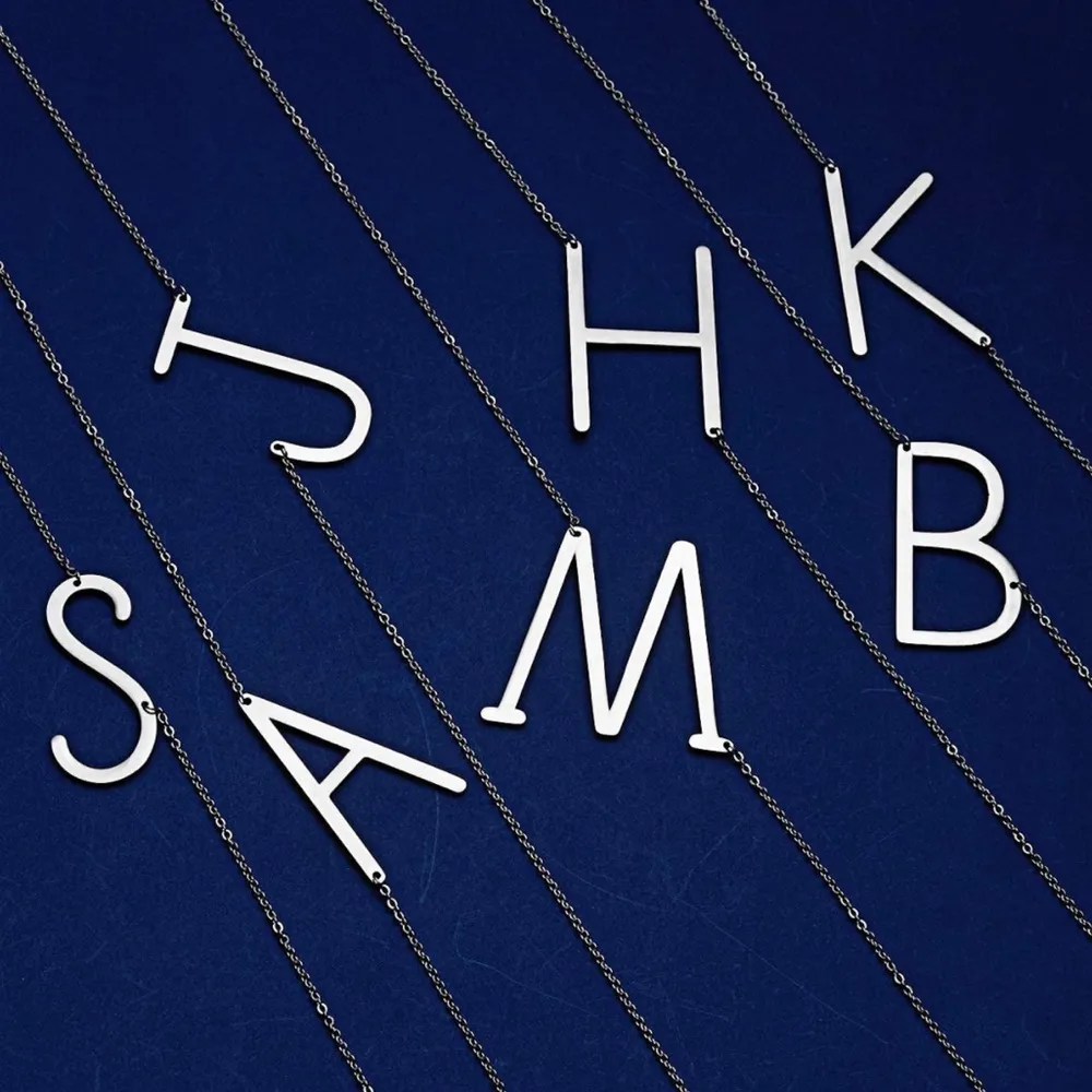 Silver Initial Stainless Steel Pendant Necklace Letters A - Image 4