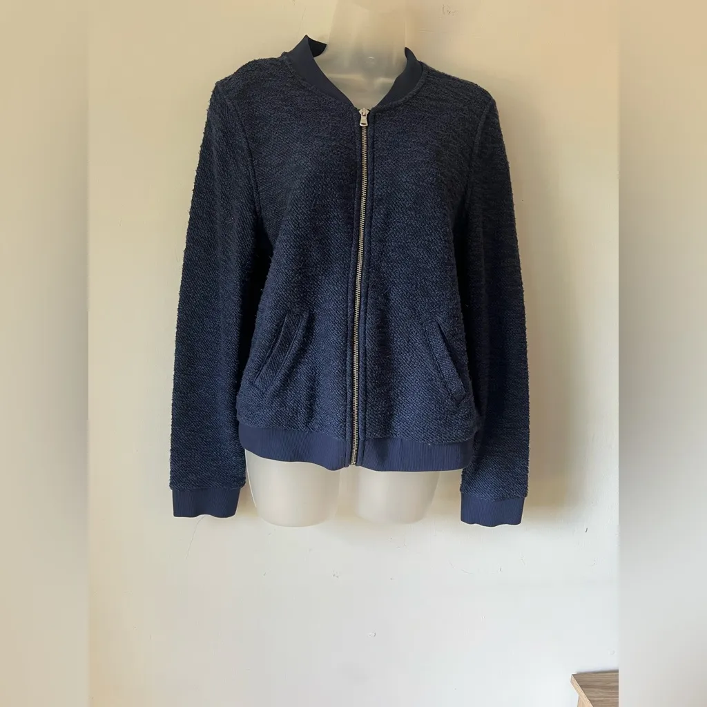 Old Navy Active Women’s Navy Textured Zip Up Bomber Jacket Size S NWT - Image 3