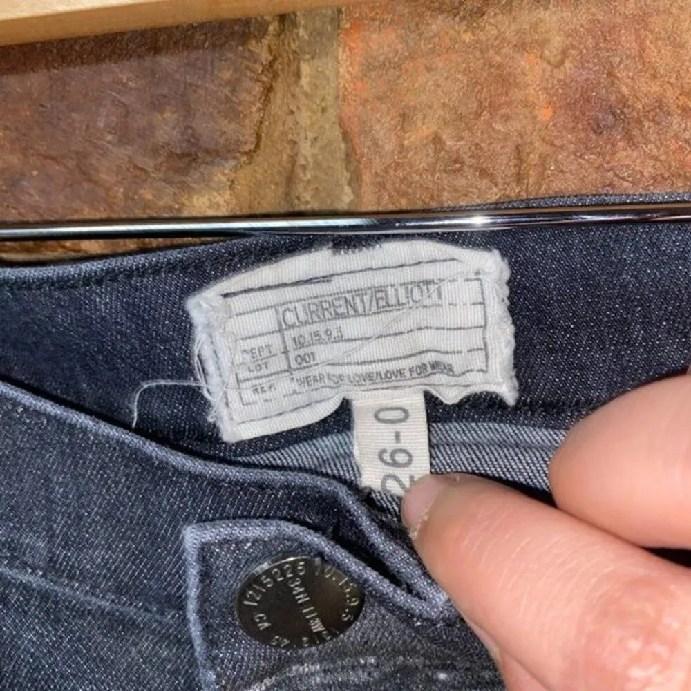 Current/Elliot Silver Gray Metallic Metal Fellon Skinny Stretch Jeans Size 26/0 - Image 5