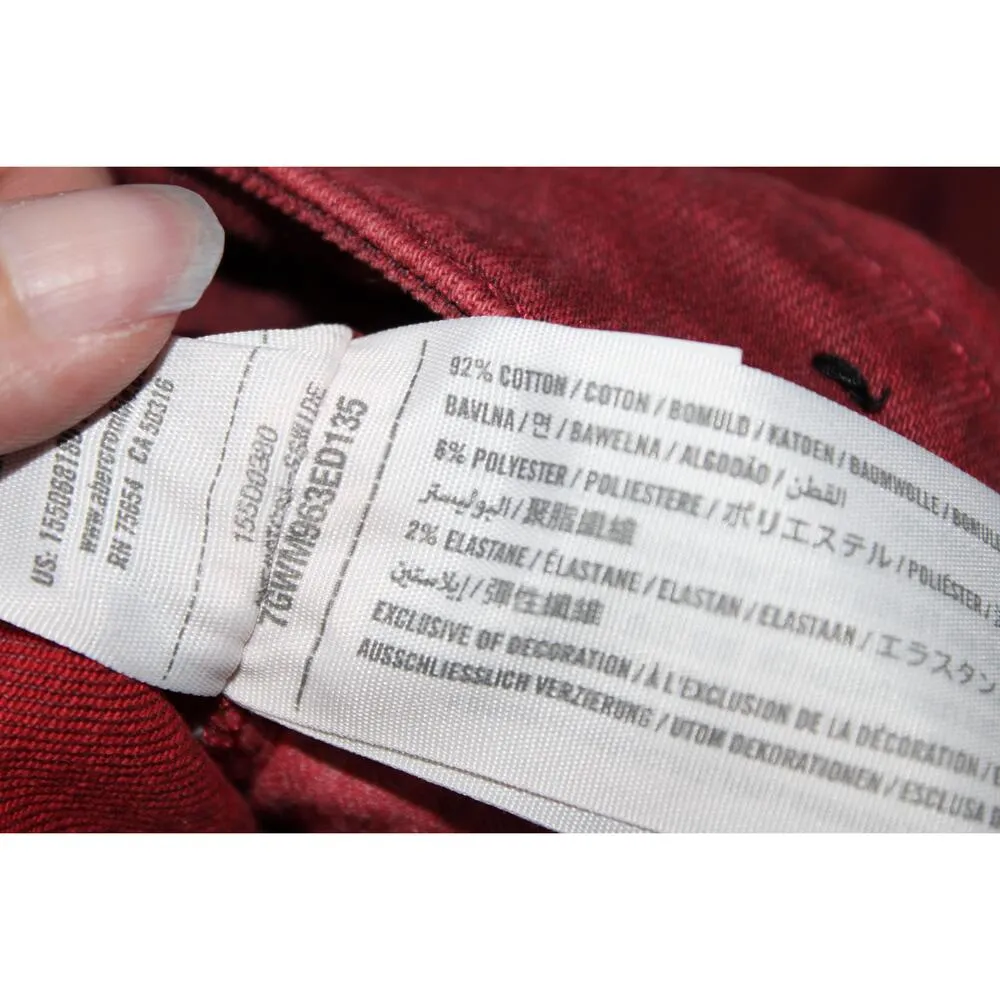 Abercrombie & Fitch Simone High Rise Ankle Burgundy Red Denim Jeans Size 25 0 - Image 4