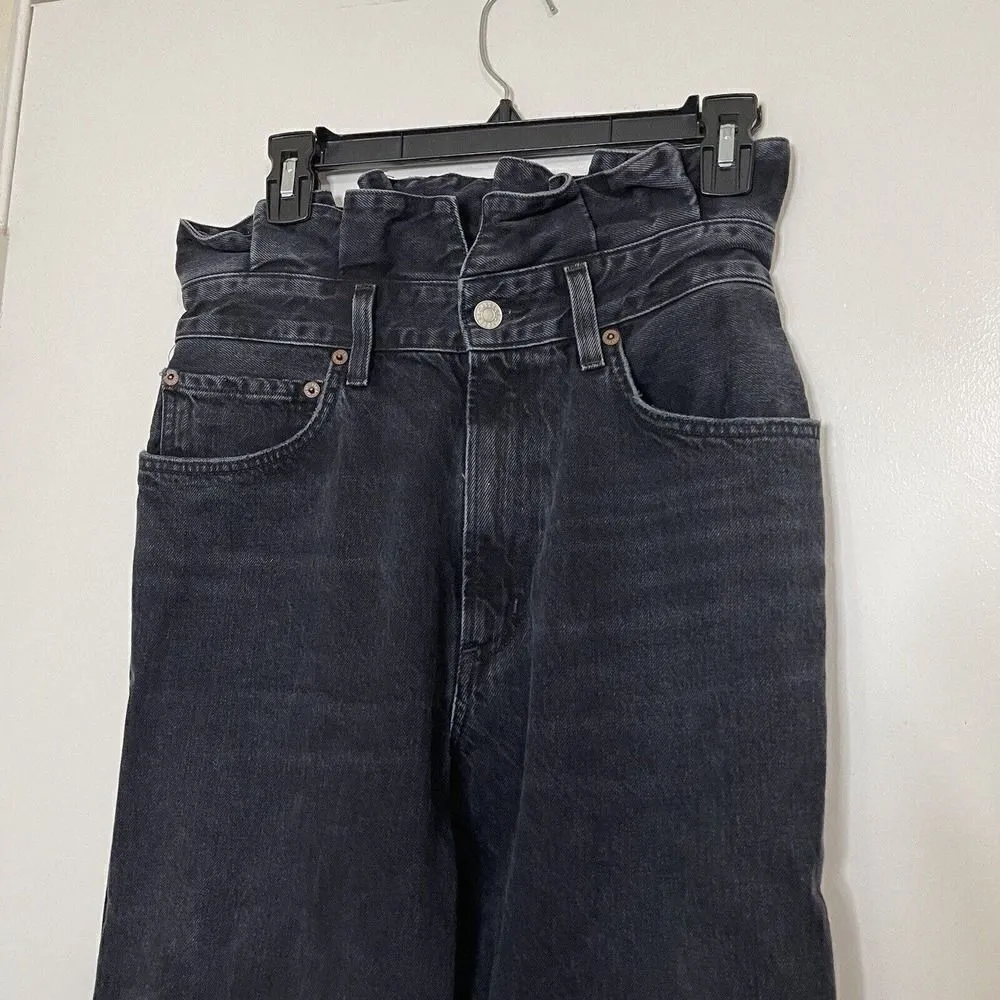 AGOLDE lettuce waist High waist black wash 90's denim jeans size US 29 - Image 3
