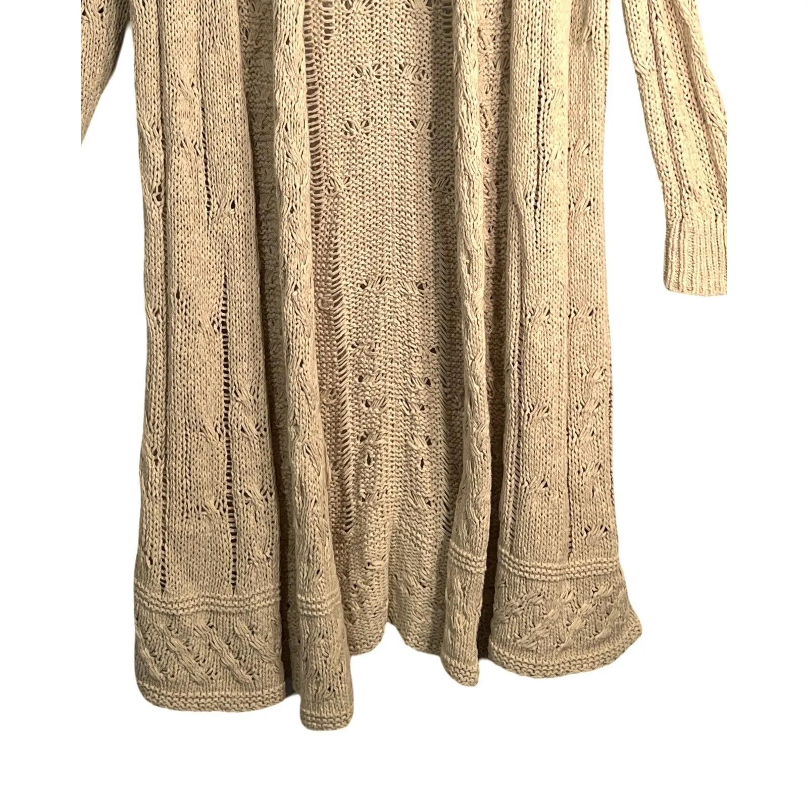 TOMMY BAHAMA Womens Sweater Size XS Beige Knit Open Long Sleeve Coatigan Light - Image 5