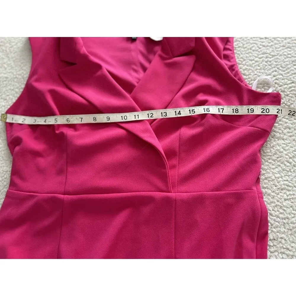 Donna Morgan Sleeveless V-Neck Wrap Crepe Sheath Dress Magenta Size 16 - Image 6