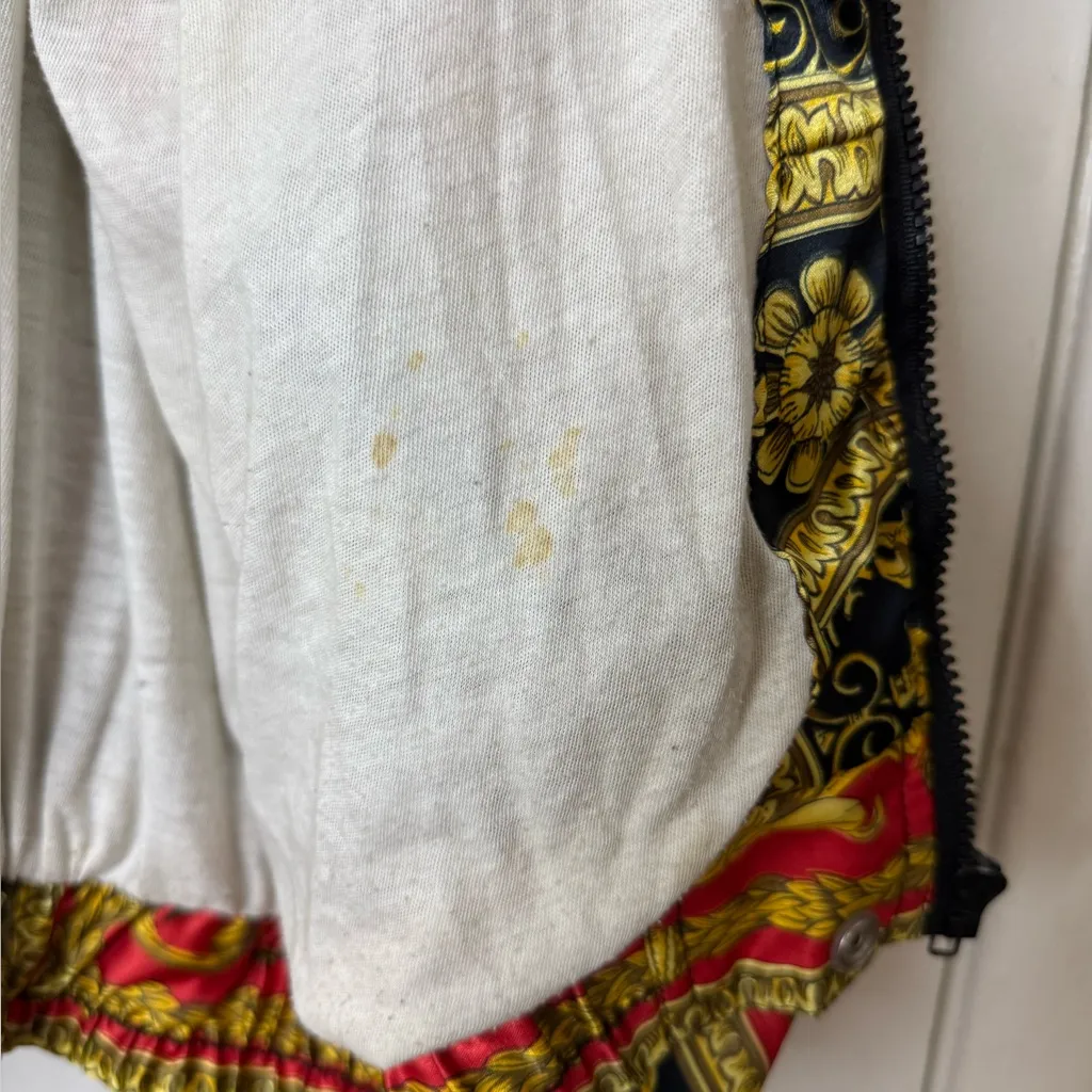 Nouveau Monde vintage Versace style red & gold print full zip bomber jacket 2X Size XXL - Image 7