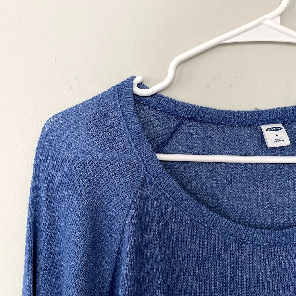 Old Navy blue crew neck knit sweater top comfortable shirt casual classic - Image 2