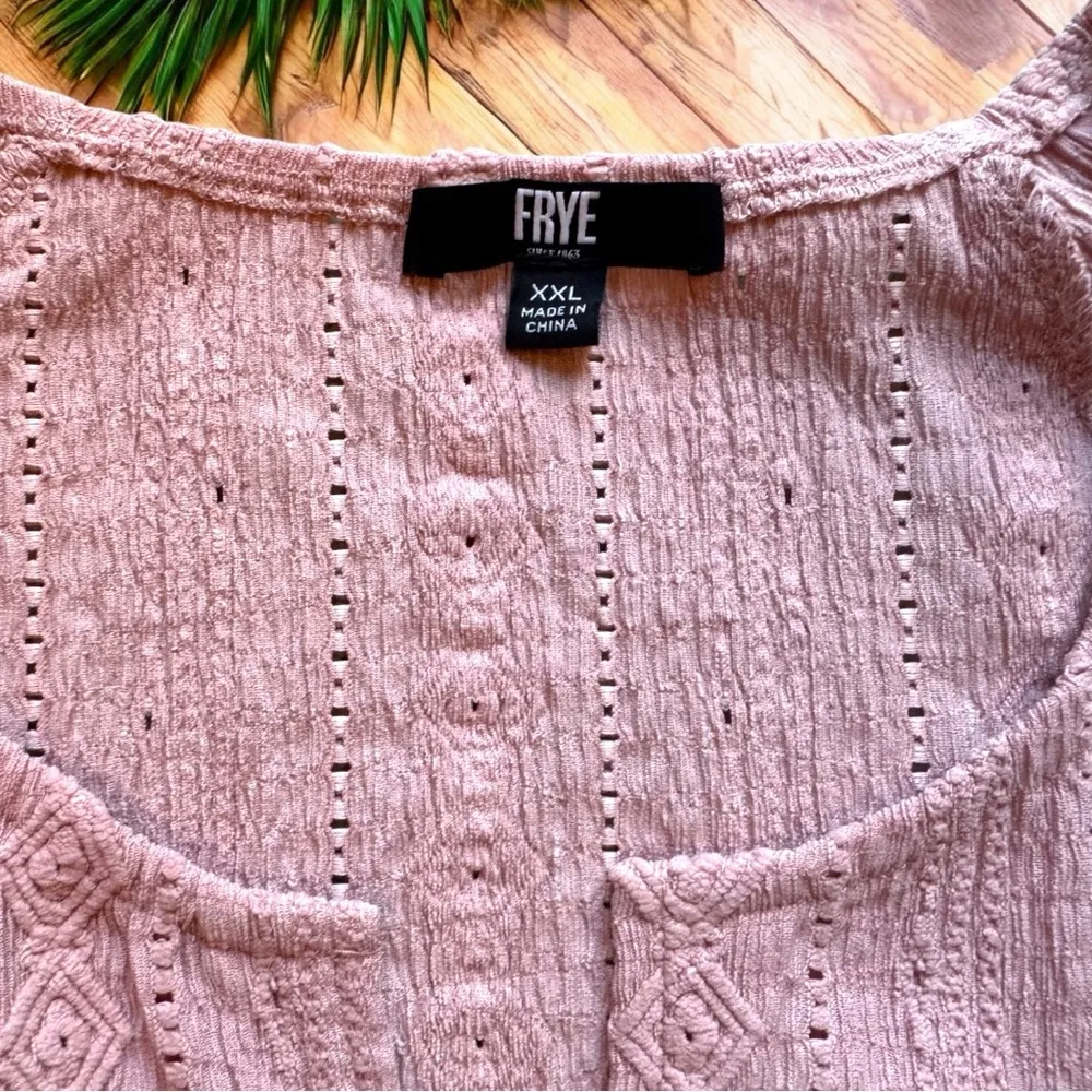 FRYE Pink Textured Long Sleeve Top Blouse - XXL - Image 8