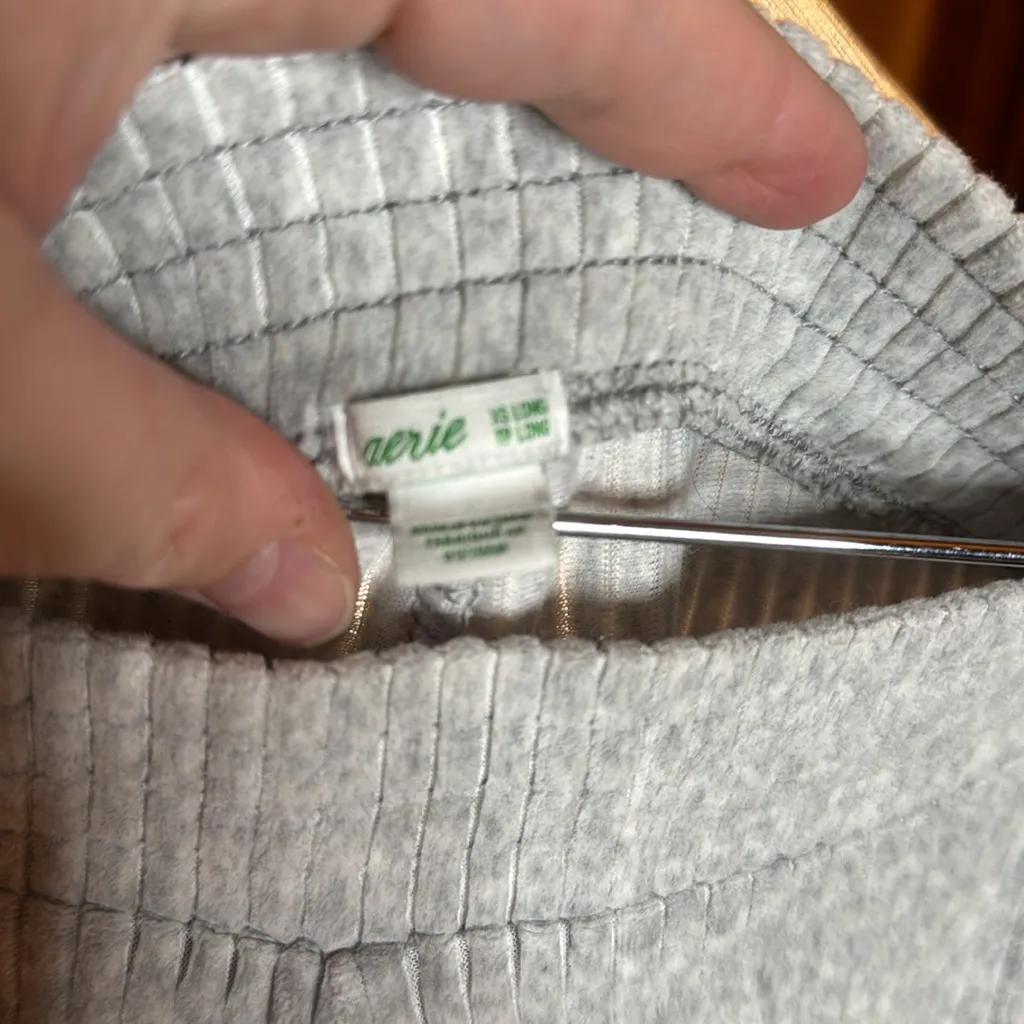 Aerie Groove-On Velour High Waisted Flare Pant Heather Gray Size XS Long - Image 7