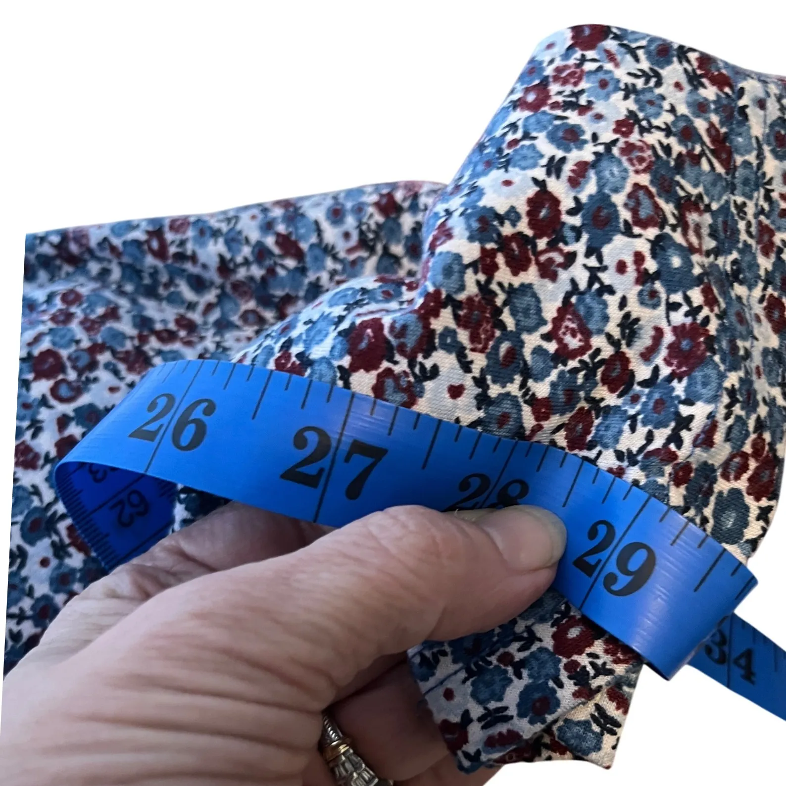 Lands' End Floral Lounge Pants L Blue Burgundy Micro Print Soft‎ Knit - Image 6