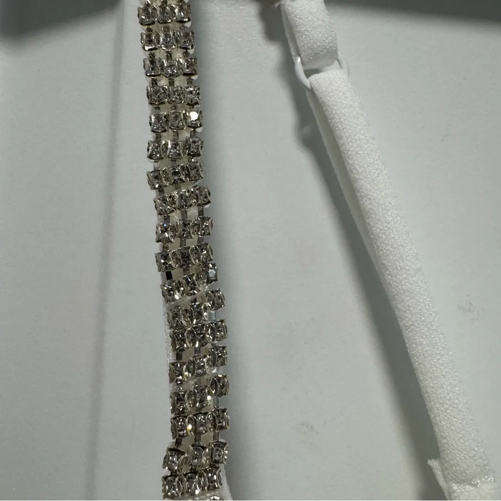 Lulus Upscale Flirt NWT size M Ivory Rhinestone Sleeveless Bodycon Midi Dress - Image 6