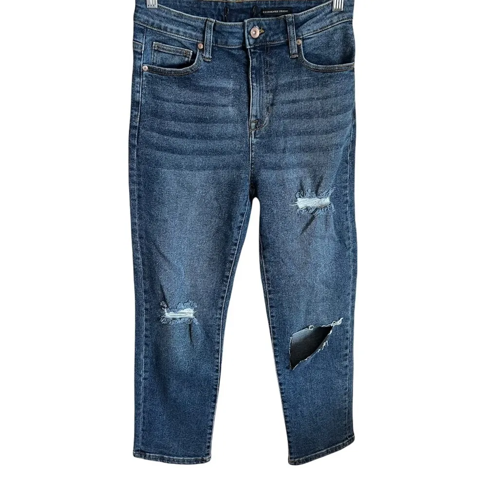 Kendall + Kylie The Icon High‎ Rise Straight Distressed Cropped Denim Jeans - Image 2