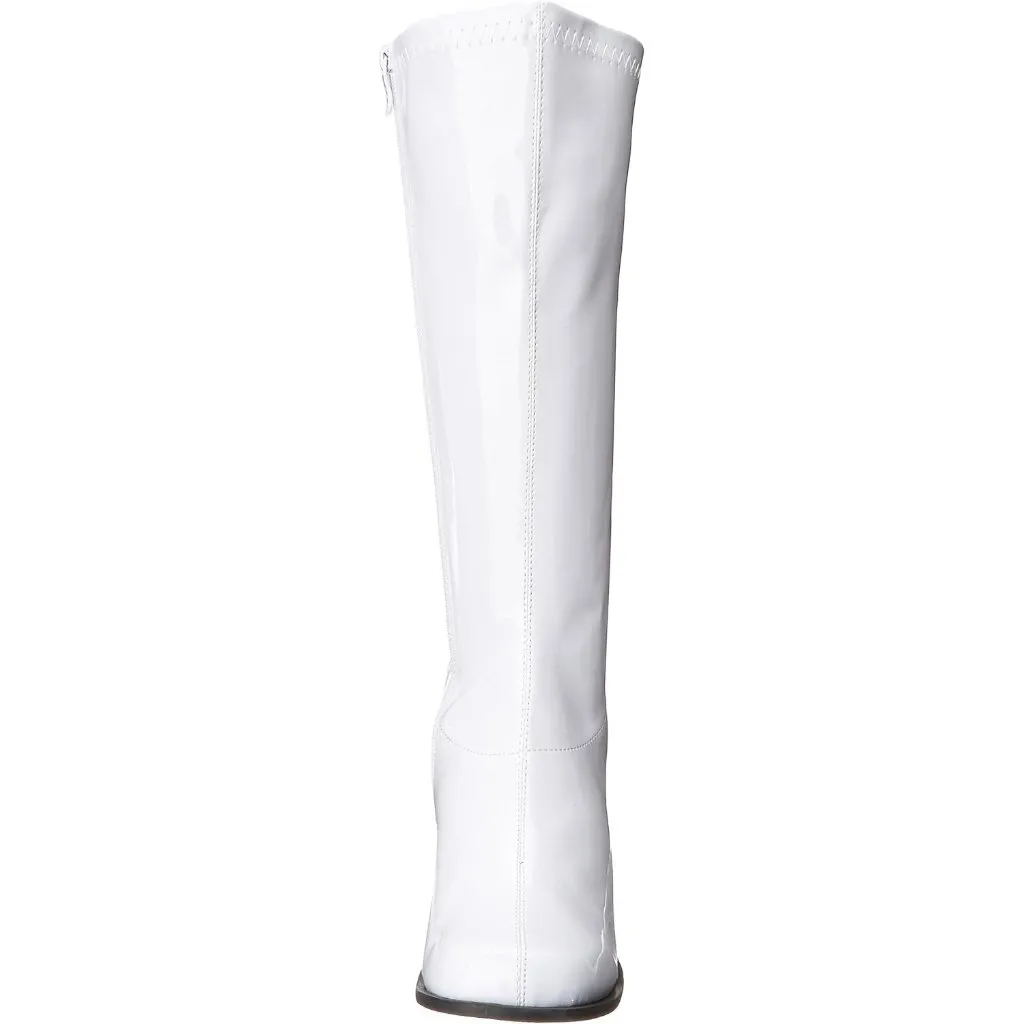 ⚡Women's White Gogo Pull Up Boot Stacked Heel Inner Zipper Retro Knee High Boot Size 11 - Image 2