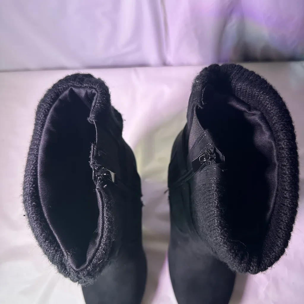 Torrid Black Heeled Boots with Knit Cuff - Image 6