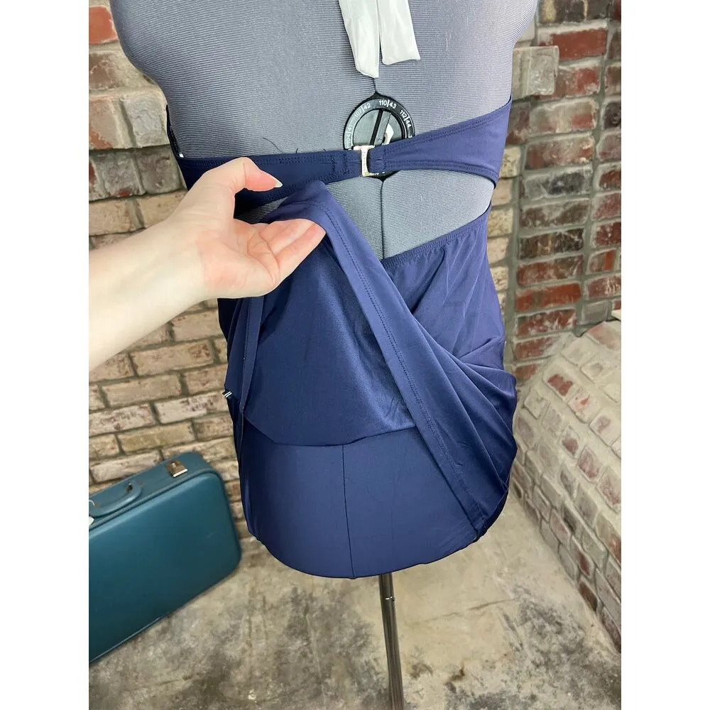 Nautica swimsuit swim dress halter blue white - Image 11