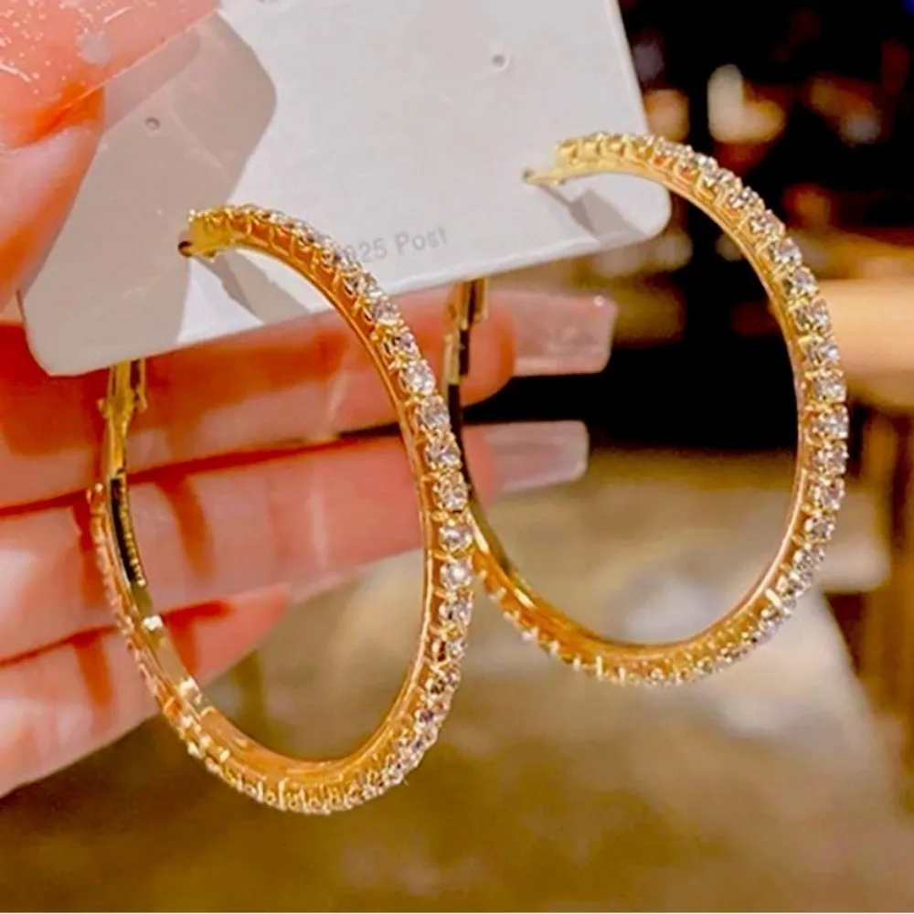 bling ✨ bling rhinestone hoop earrings​​​​​​​​​ - Image 2