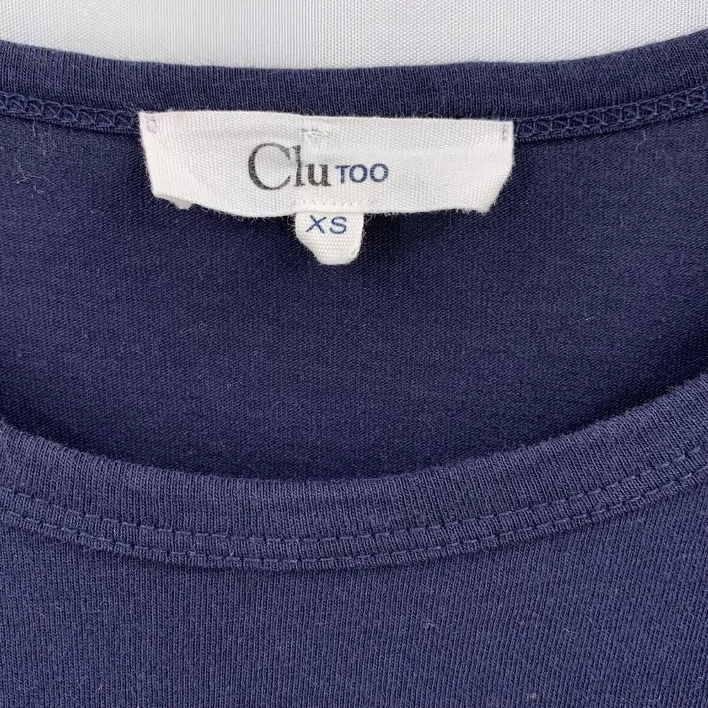 CLU TOO Navy Blue and White Pleated Layered T - Image 2