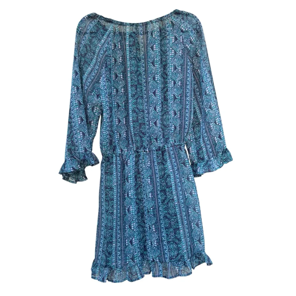 Tommy Bahama Blue Tassel Sheer Boho Swim Coverup Dress Small Ruffle Hem in EUC - Image 4