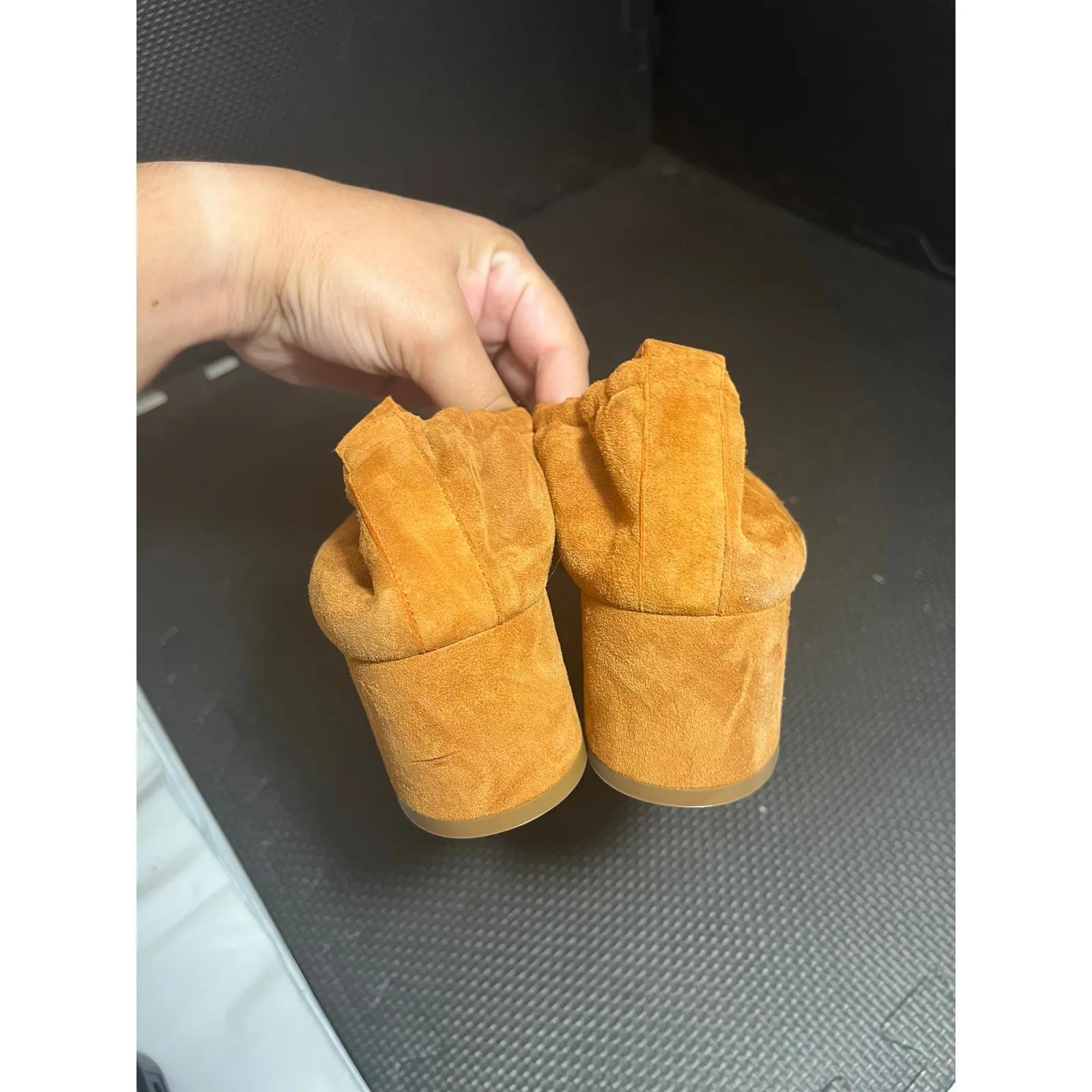 Everlane The Day Heel Women 11 Orange Suede Leather Pumps Cinch Heel Block Shoes - Image 7