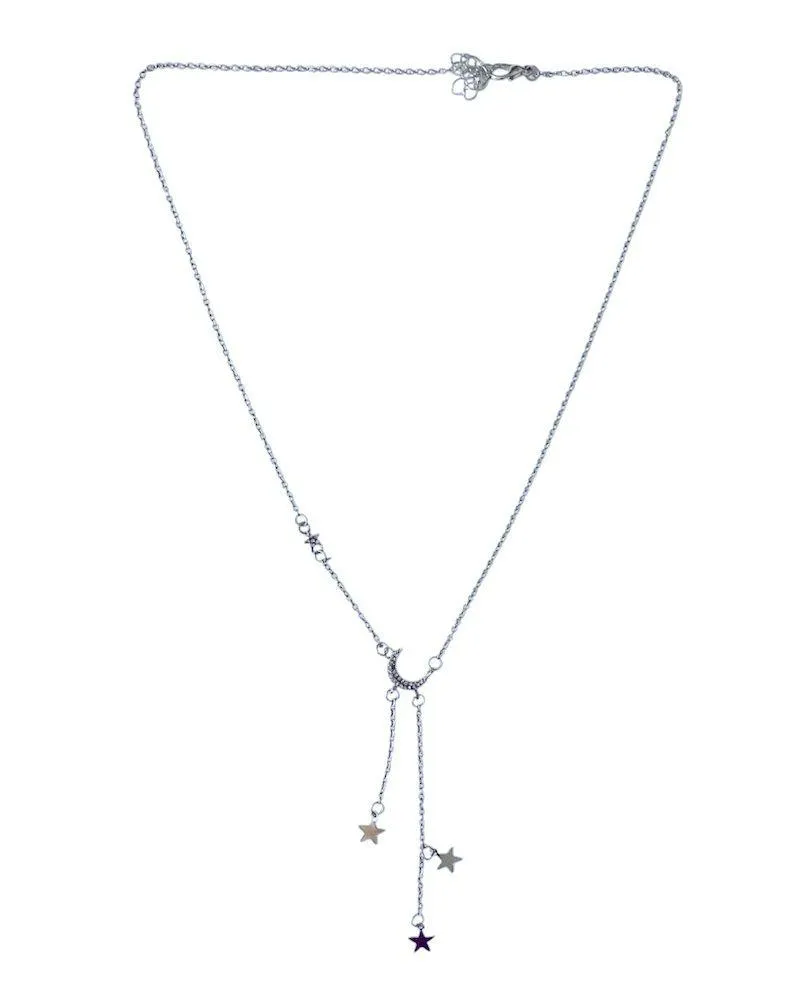 Moon and Stars necklace with rhinestones silver alloy pretty boho gift valentine - Image 3