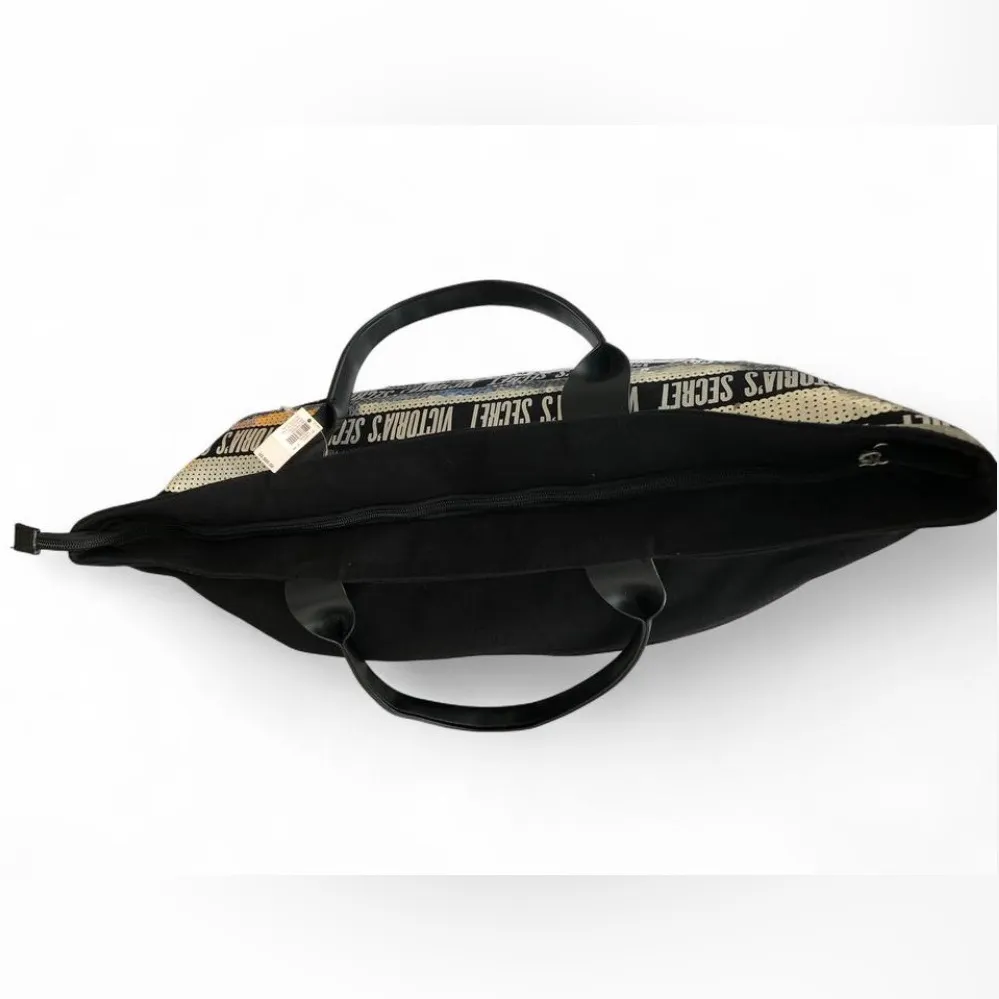 Victoria’s Secret Black Silver Sequin Bling Large Tote Weekender Bag Limited Ed. - Image 7