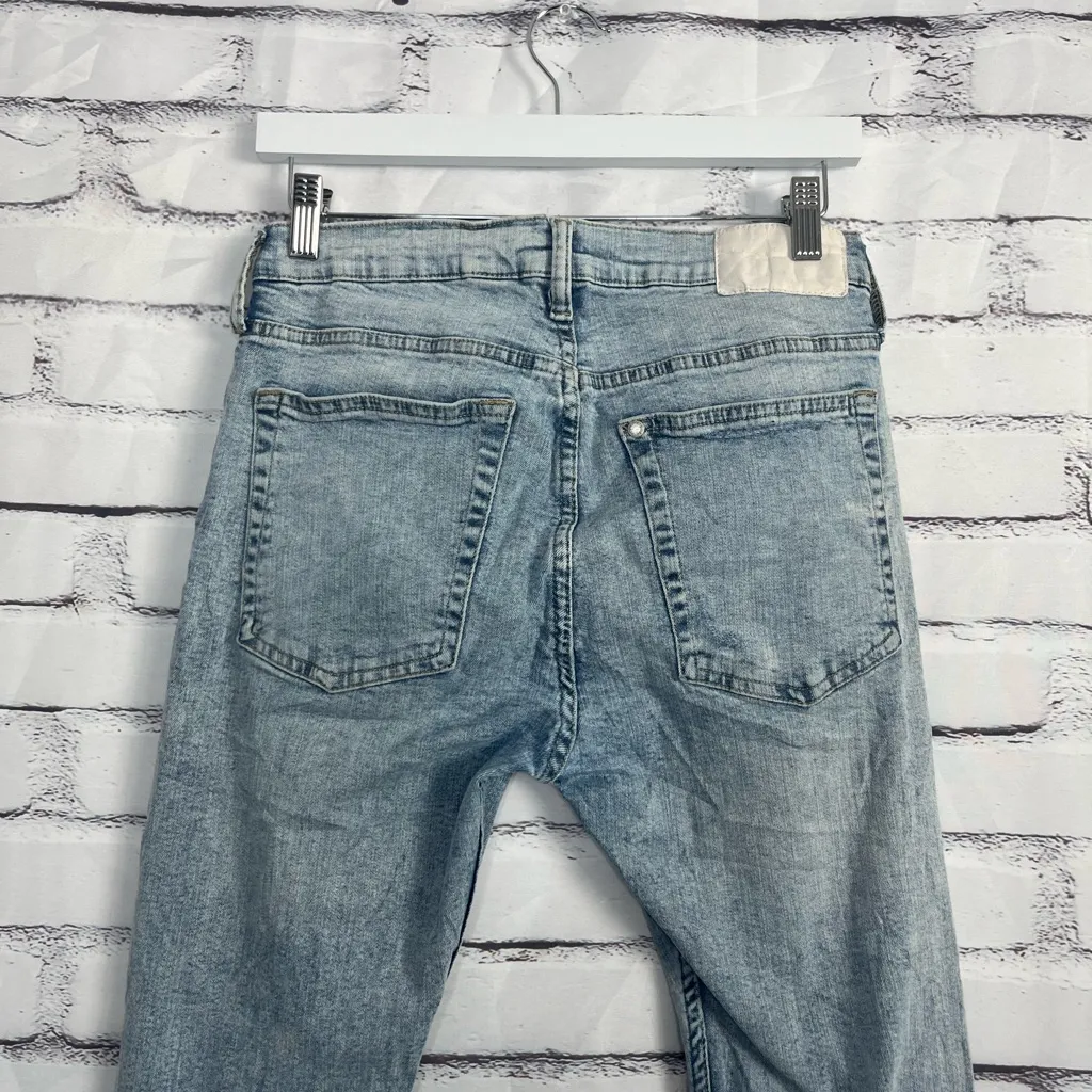 H&M Super Skinny High Rise Light Wash Distressed Jeans Size 31 Y2K Vintage 2000s - Image 9