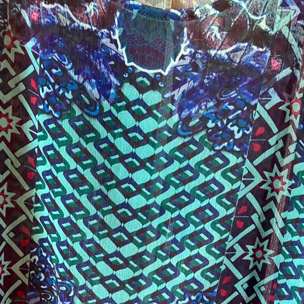 One World Blue and Green Sheer cover up petite medium - Image 5