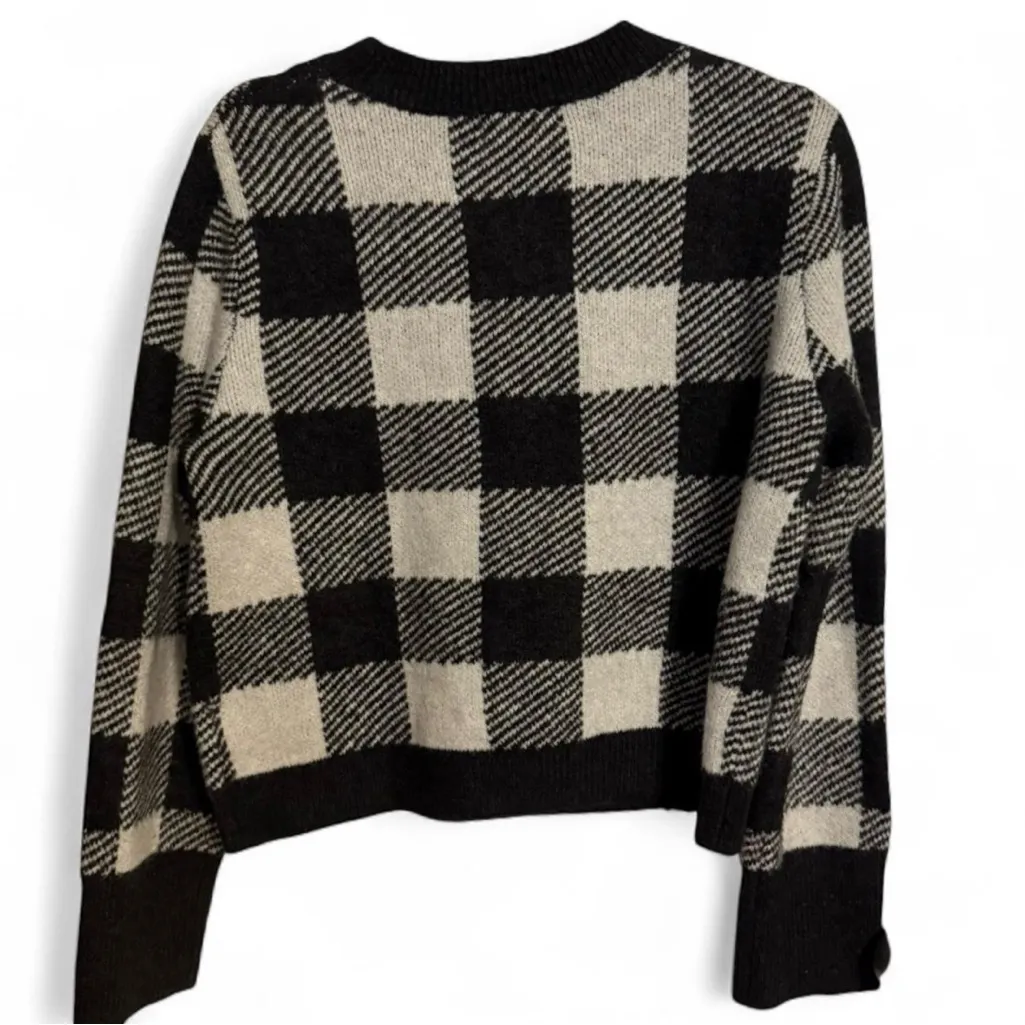Women's Black Checkered Pullover Sweater size XS - Image 4