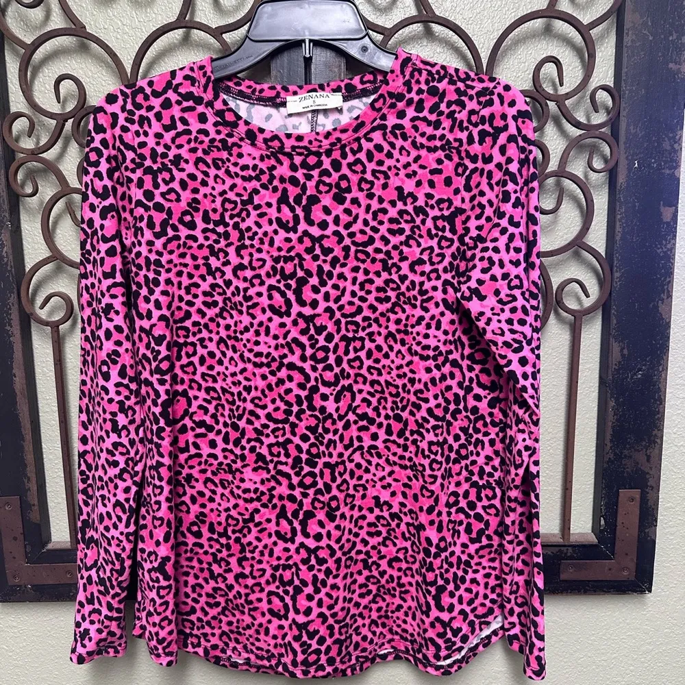Zenana long sleeve pink leopard butter soft top - Image 2
