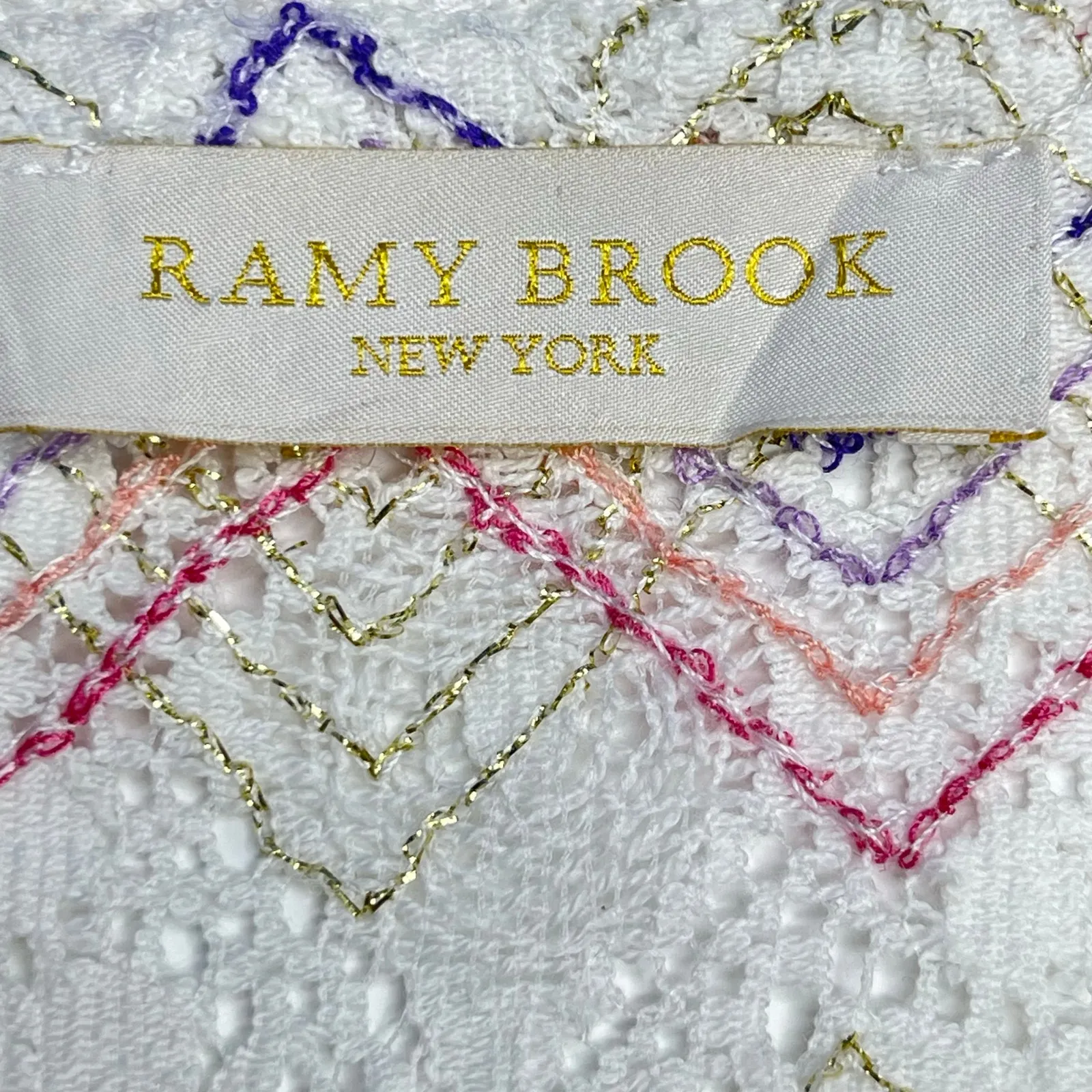 Ramy Brook Paloma Chevron Coverup dress Long embroidered white - Image 10