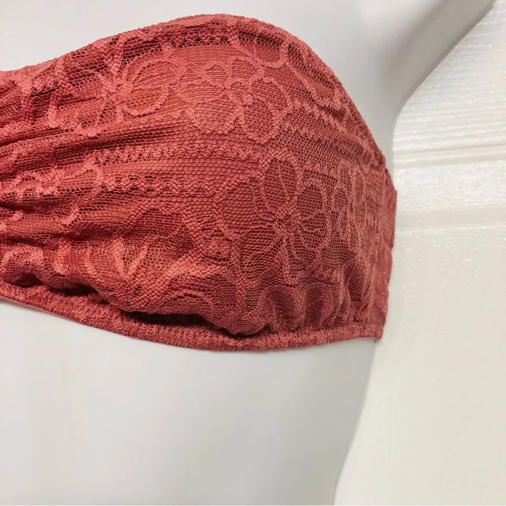 Victoria Secret Strapless Lace Bandeau‎ Bralette Bra Size Medium Dusky Pink - Image 3