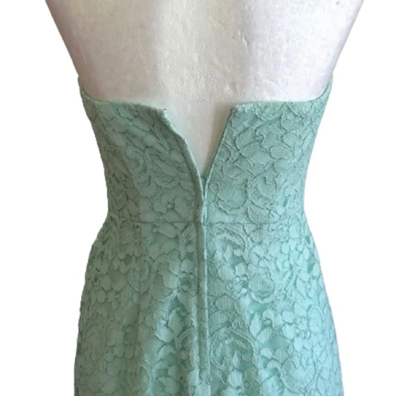 David’s Bridal Dress Mint Green Strapless Lace Gathered Cocktail Size 2 NEW - Image 5