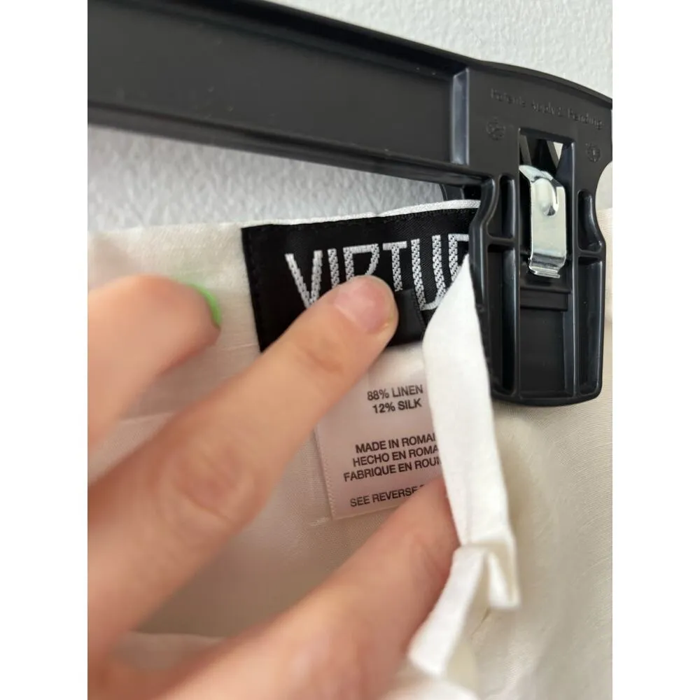 Virtue Women's Pencil Skirt Size 6 White Linen Silk Office Business Secretary - Image 5