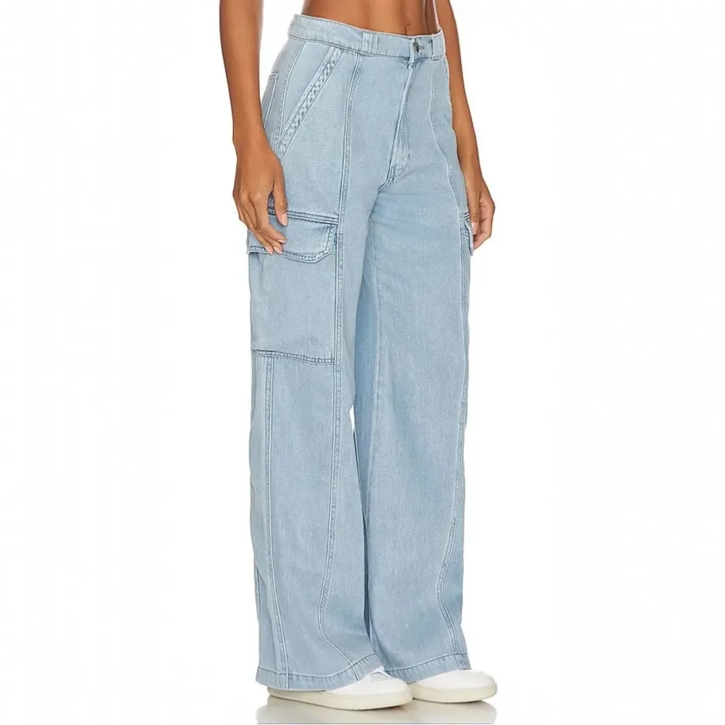 NWT Hudson High Rise Wide Leg Cargo Jeans Spring Indigo Lyocell Cotton Size 29 - Image 8