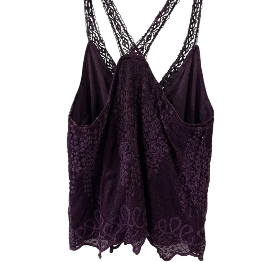 Rue21 Purple Crochet Lace Overlay Nylon Tank Top Juniors Medium - Image 8