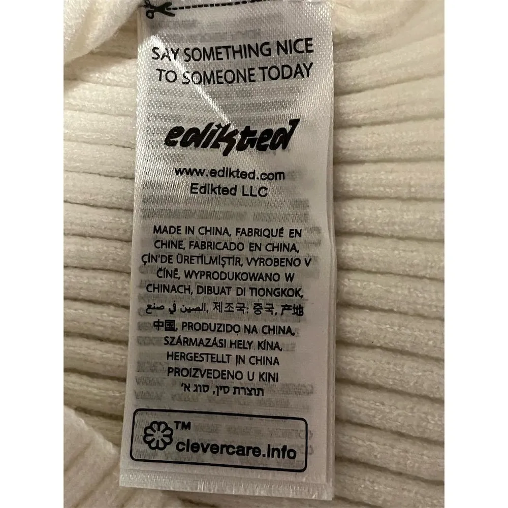 Edikted Ribbed Knit Cardigan Sweater Womens Size S Cream Collared Double Zip NEW - Image 6