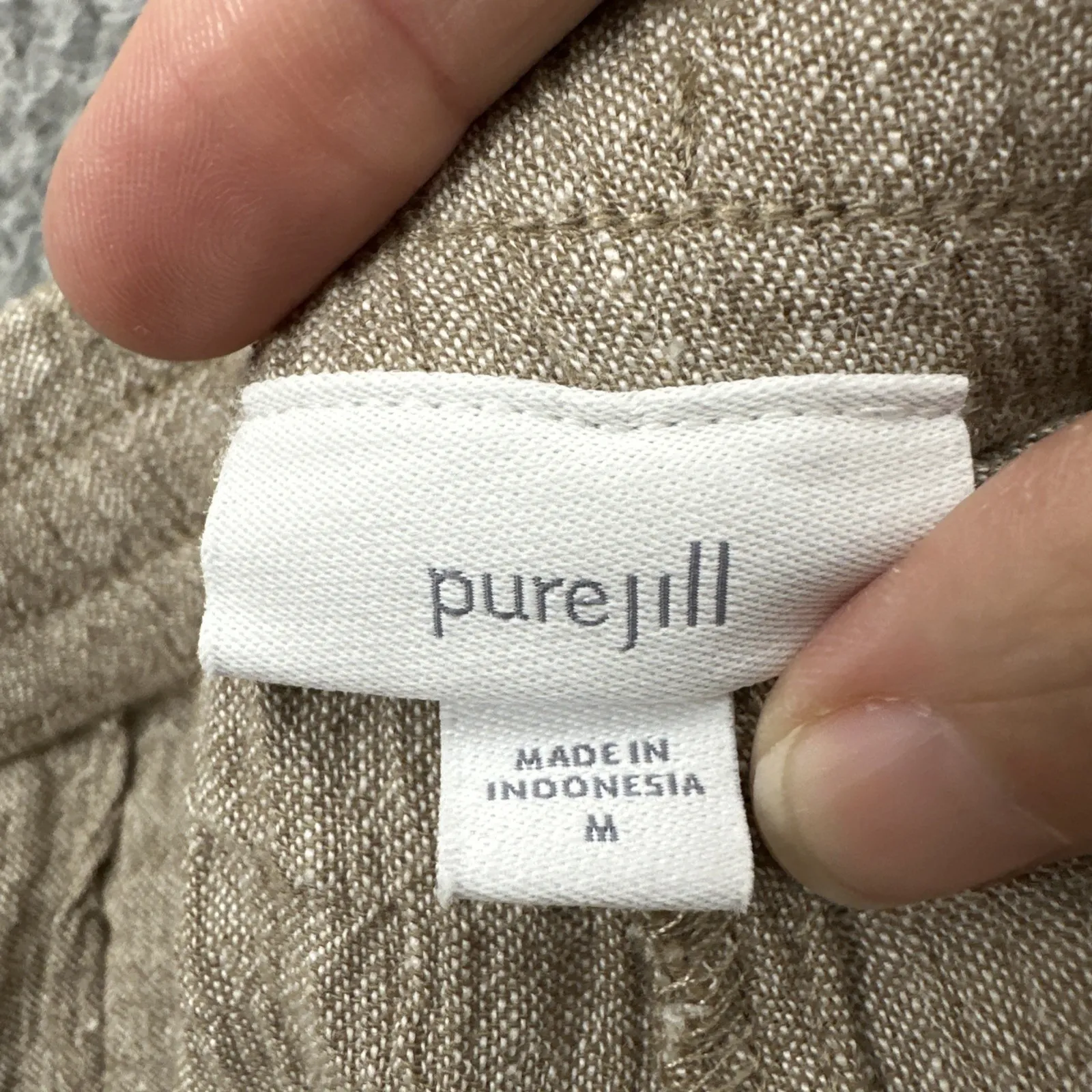 J. Jill PureJill Pull On Wide Leg Pants Linen Lagenlook Beach Boho Women Medium Brown - Image 3