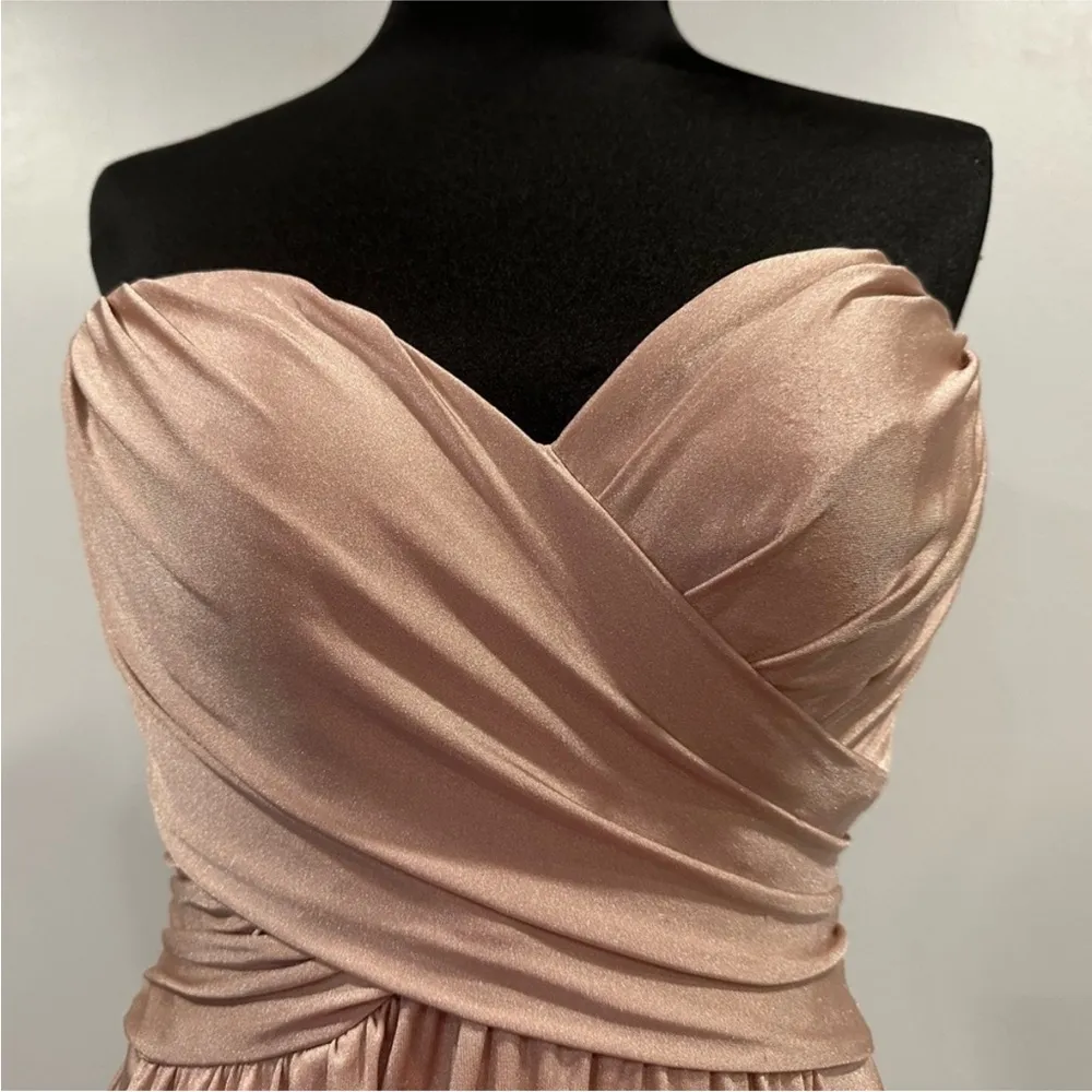 La Femme 30700 Cross Bodice Blush Pink Strapless Gown 4 - Image 3