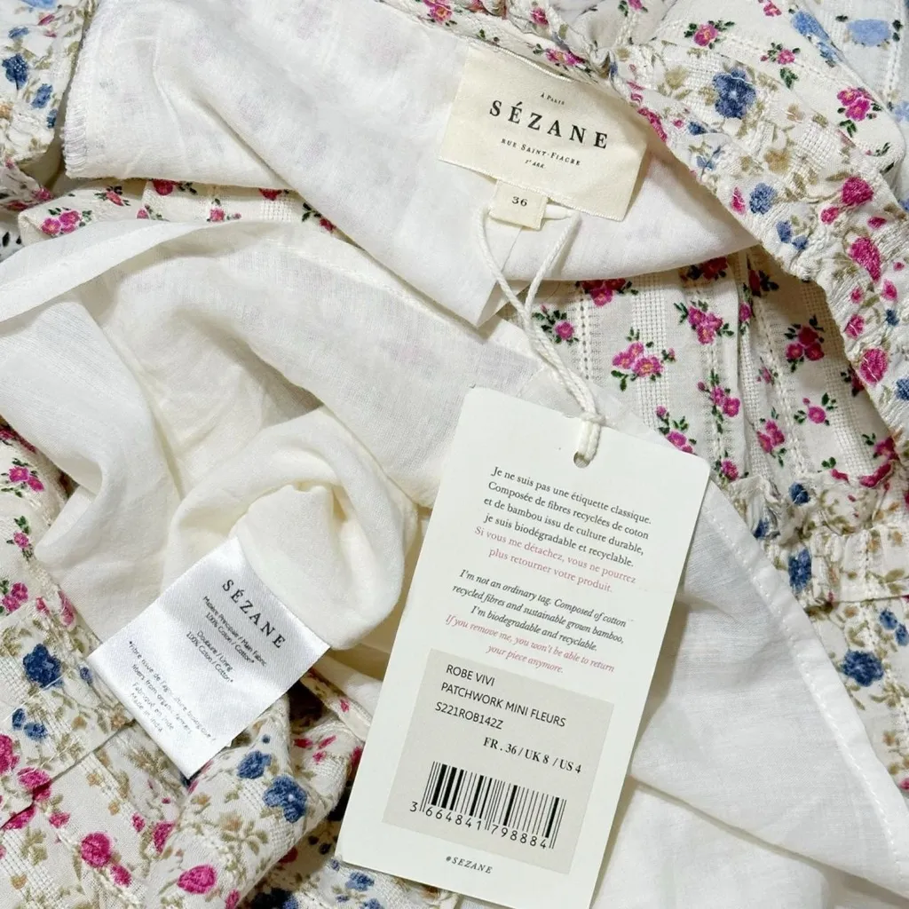 SÉZANE Vivi Dress, Patchwork Mini Flowers, FR36/US4 - Image 14