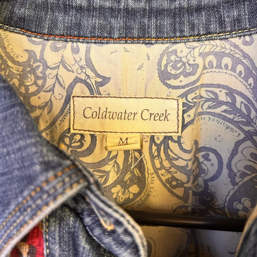 Coldwater Creek  SW Aztec print peplum denim jacket Size Medium - Image 10