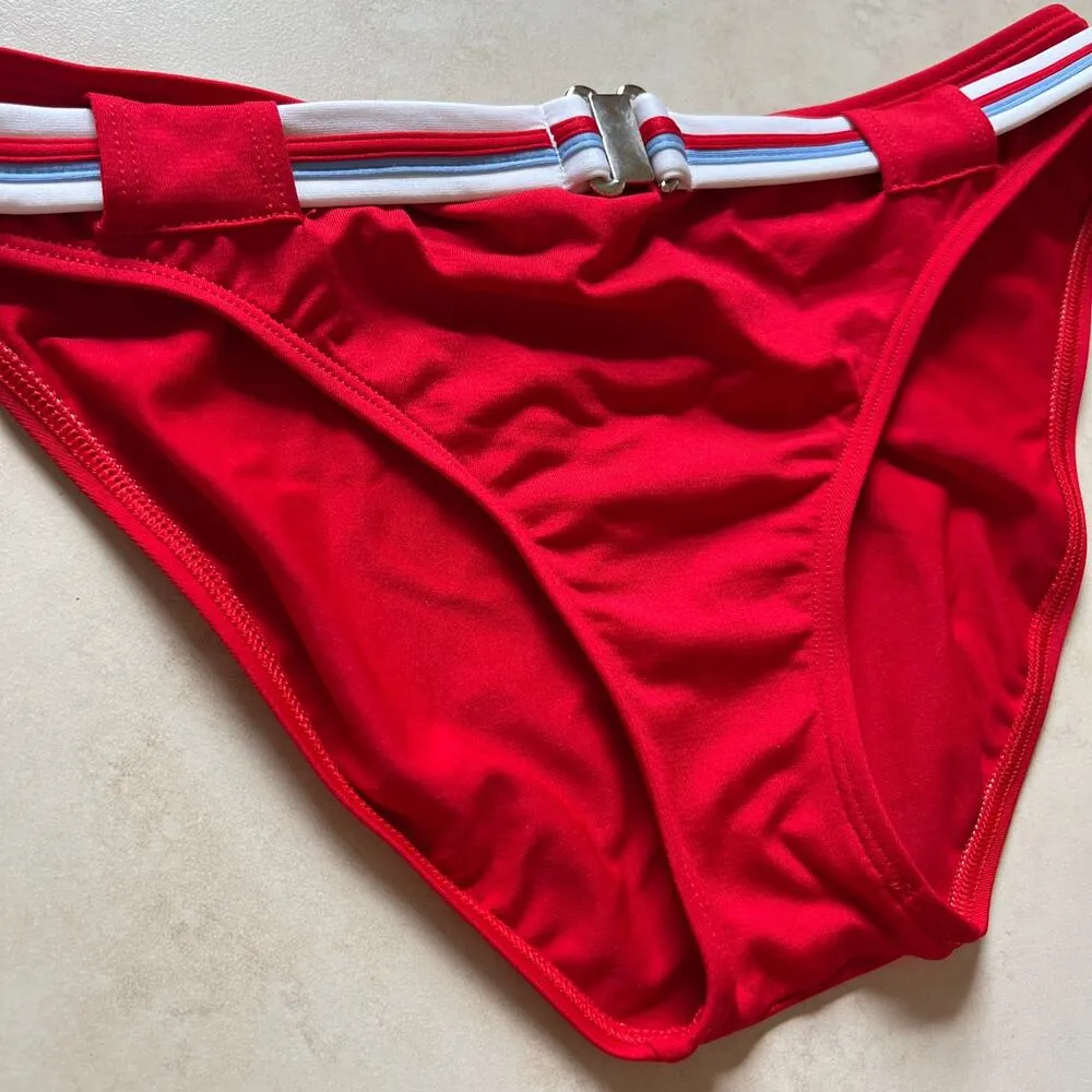 Vintage Jag Red Belted Bikini Bottom Size XL - Image 3