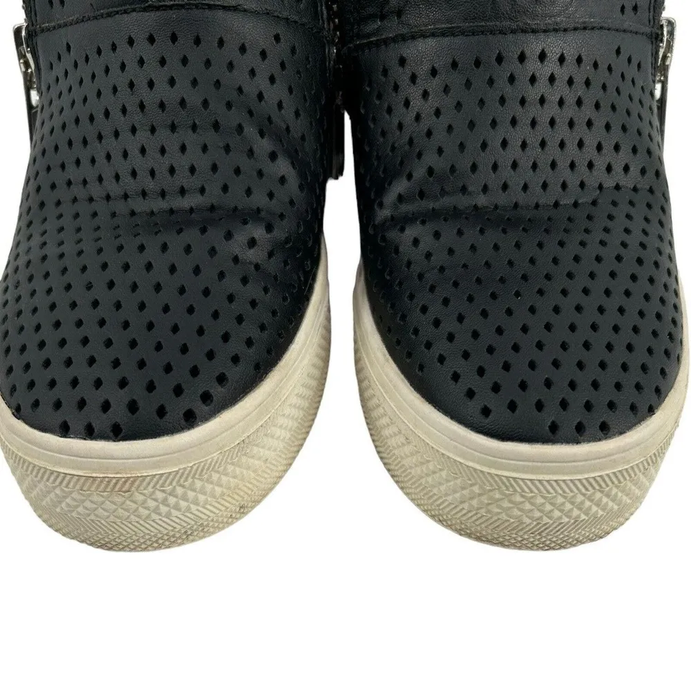 STEVE MADDEN Black LANDER Sneakers Women Size 7 Double Zip Hi-Top White Sole - Image 7