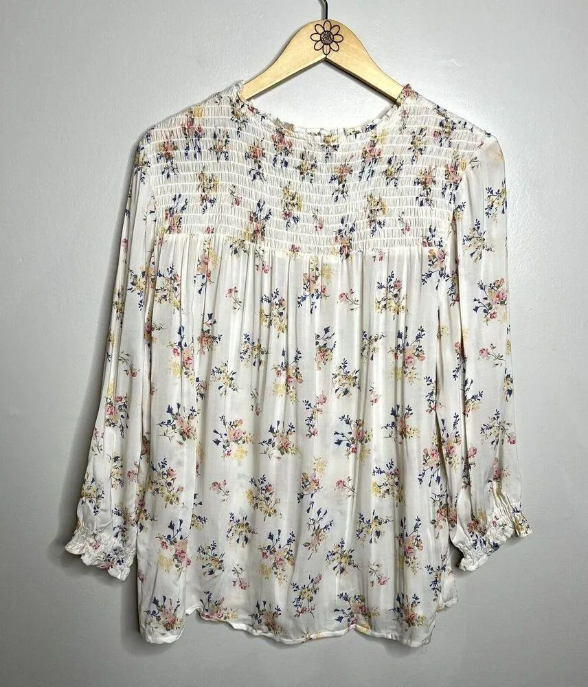 Cynthia Rowley Floral Smoked Peasant Blouse - Image 5