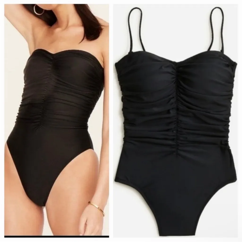 J. Crew Ruched Sweetheart One Piece Swimsuit in‎ Black Sz 22 Plus NEW - Image 2