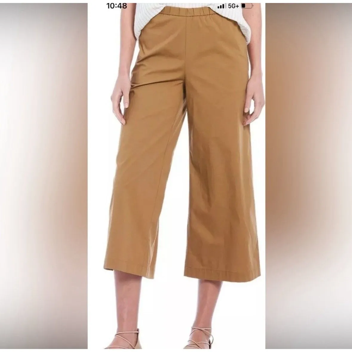 Eileen Fisher Chestnut Organic Cotton Stretch Poplin Cropped‎ Pants Size XS - Image 2