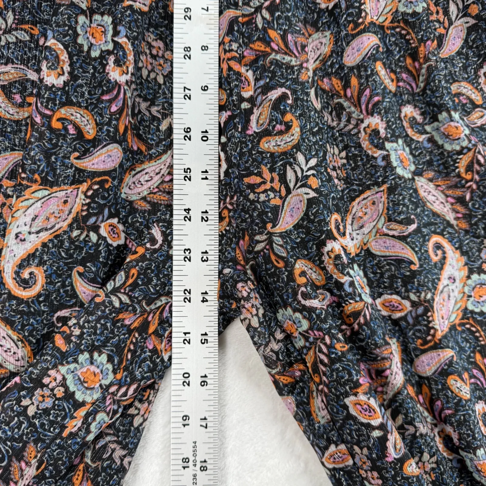 Storia Ruffle Jumpsuit Paisley Print Wide Leg V‎ Neck Romper Small - Image 5