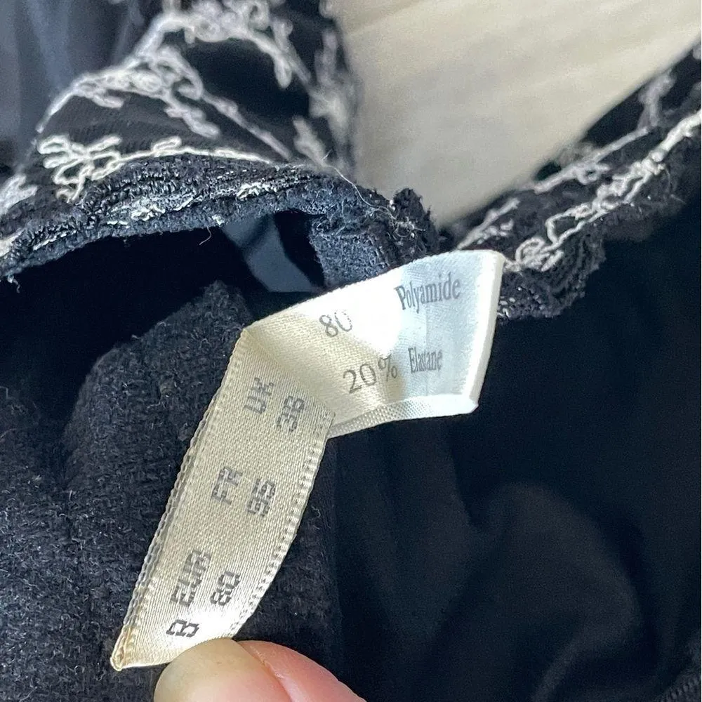 Vintage Embroidered Corset floral boned sheer womens Black (size 36a) whimsigoth - Image 7