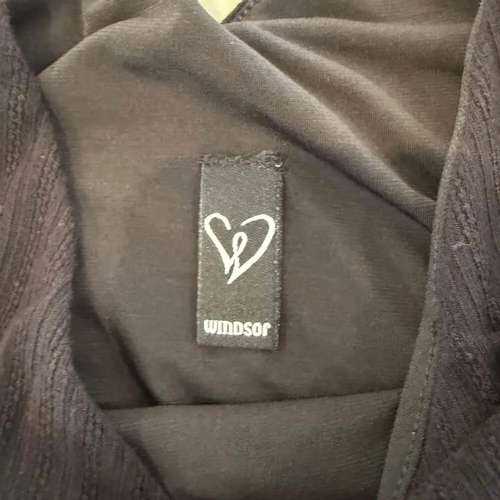 Windsor Cute the City Bodycon Knit Midi Dress Women's Medium Black Bell Sleeve - Image 4