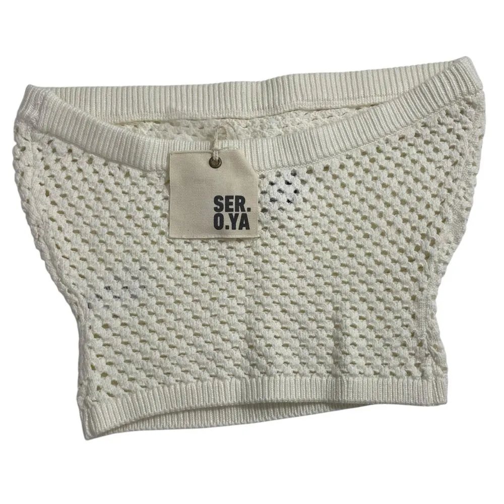 NWT‎ SER.O.YA Blithe Crochet Bandeau Top in Porcelain Ivory Cream Size SMALL - Image 2