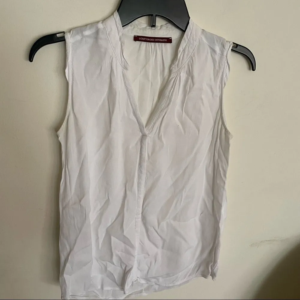 Comptoir Des Cotonniers V Neck White Blouse White Size XS - Image 6